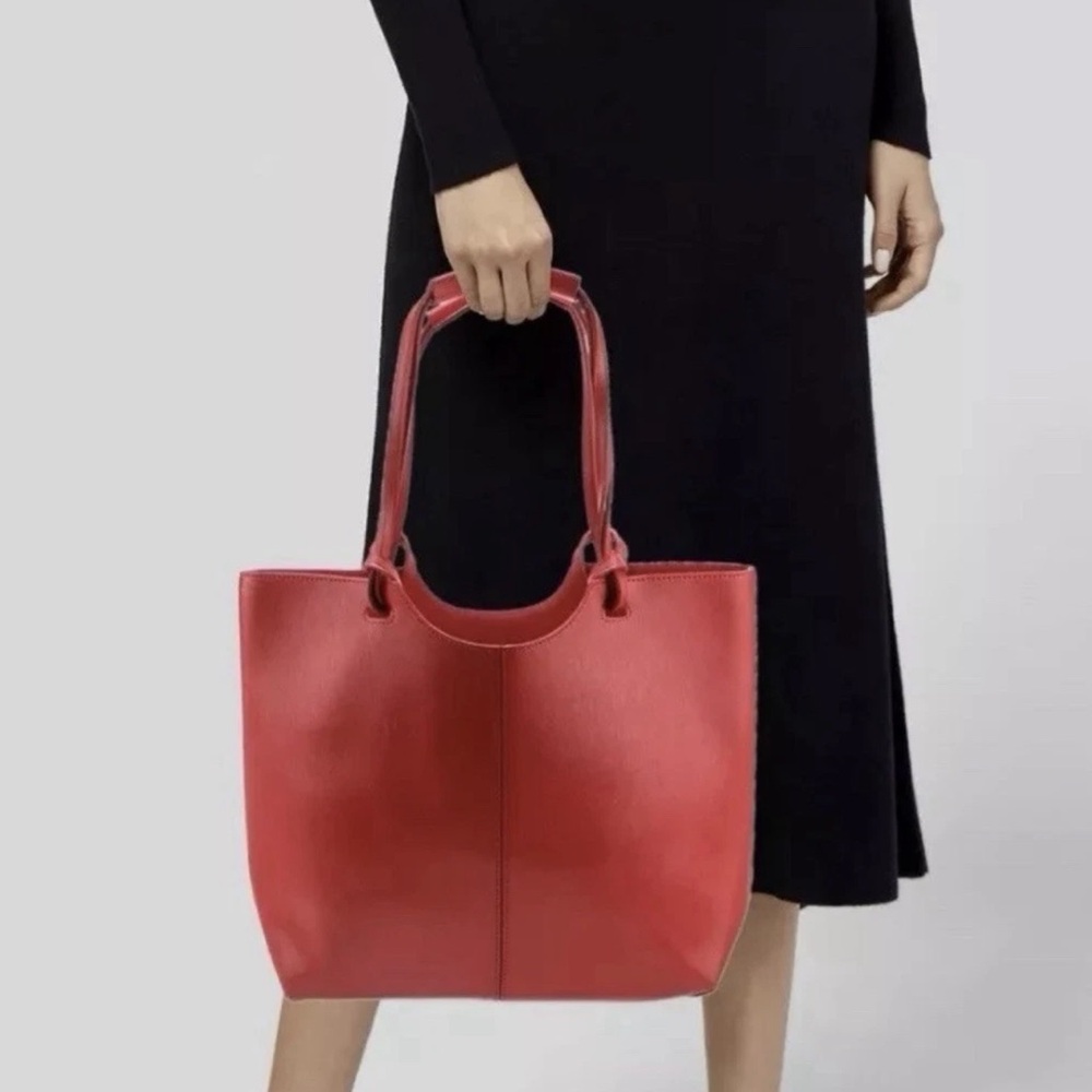 Neiman Marcus Elegant Red Vegan Leather Tote Bag NEW Without Tags